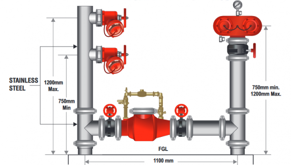 100mm Dual Booster And Feed Hydrant Roll Groove With Metered Single